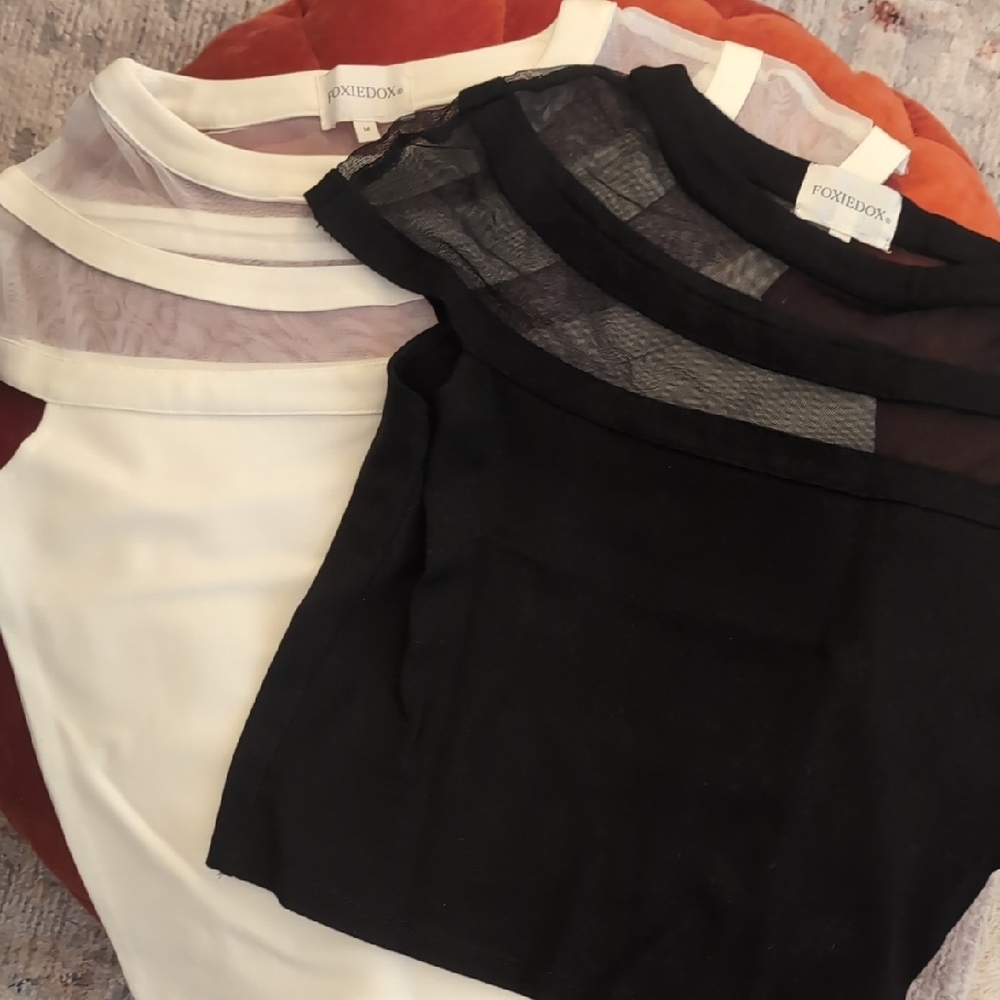 Foxiedox Black and White Sheer Tops